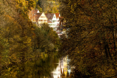 Spiegelung Tübingen am Neckar